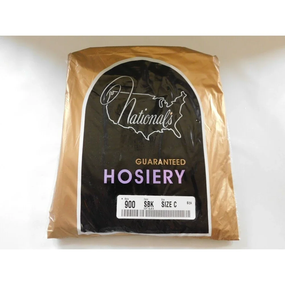 6 National's Guaranteed Hosiery Vintage 50s 60s Pantyhose Stocking Soft Black